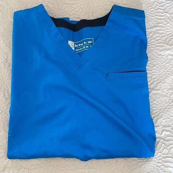Bio Bring it On Medical Scrub Top. Size XL Blue - Picture 8 of 9